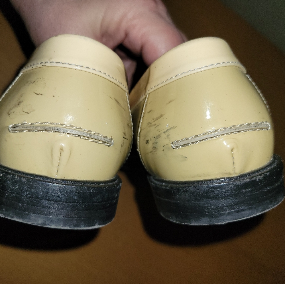 💖FENDI Beige Colorblock Patent Leather Penny loafers, EU 37 - Picture 4 of 11
